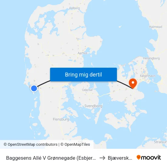 Baggesens Allé V Grønnegade (Esbjerg) to Bjæverskov map