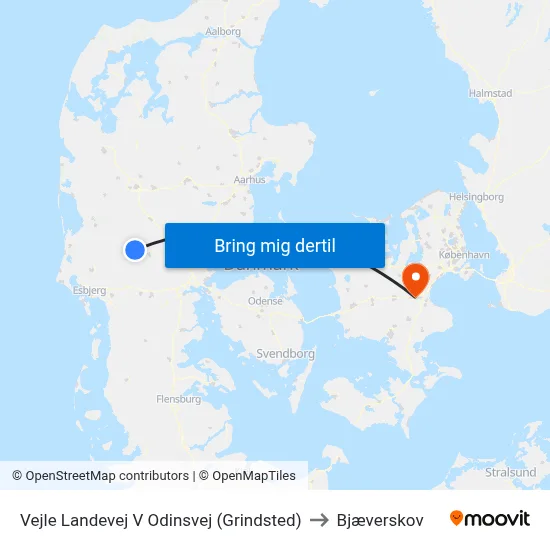 Vejle Landevej V Odinsvej (Grindsted) to Bjæverskov map