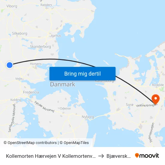 Kollemorten Hærvejen V Kollemortenvej to Bjæverskov map