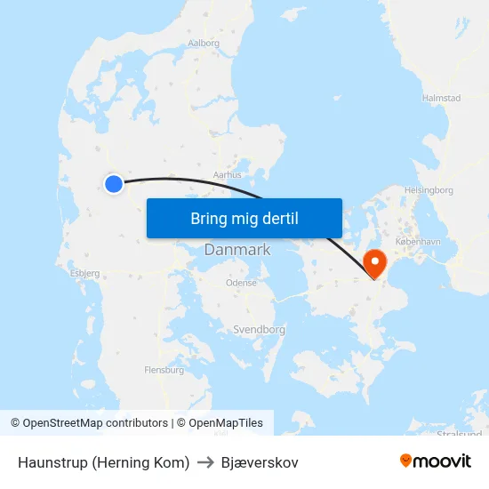 Haunstrup (Herning Kom) to Bjæverskov map