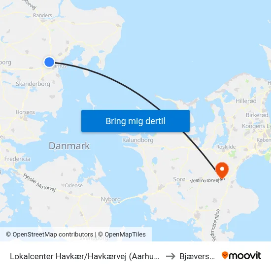 Lokalcenter Havkær/Havkærvej (Aarhus Kom) to Bjæverskov map