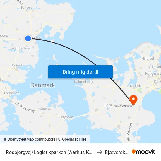 Rosbjergvej/Logistikparken (Aarhus Kom) to Bjæverskov map