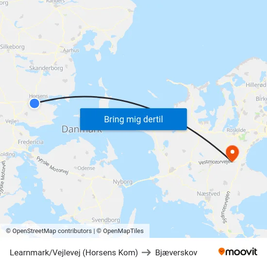 Learnmark/Vejlevej (Horsens Kom) to Bjæverskov map