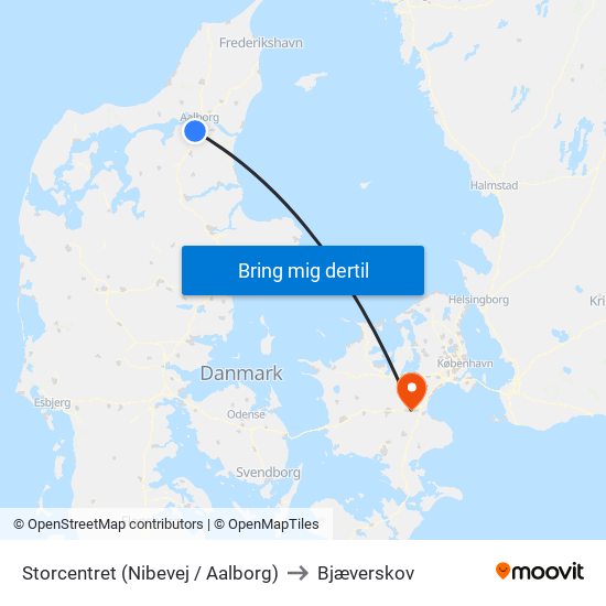 Storcentret (Nibevej / Aalborg) to Bjæverskov map