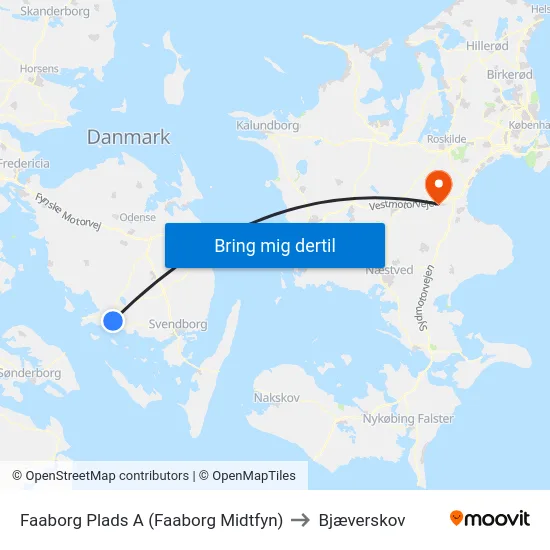 Faaborg Plads A (Faaborg Midtfyn) to Bjæverskov map