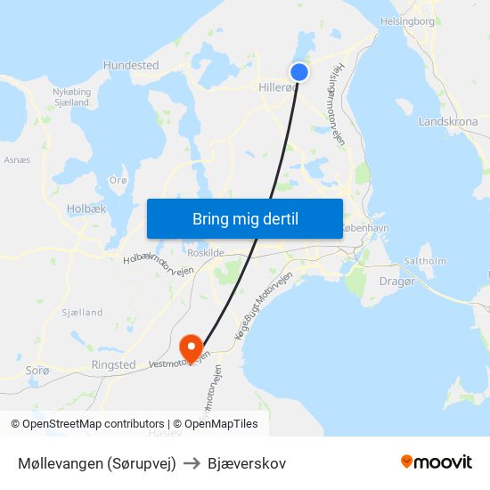 Møllevangen (Sørupvej) to Bjæverskov map