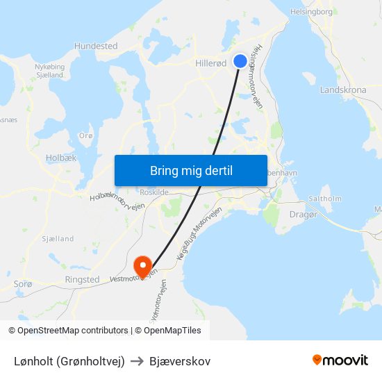 Lønholt (Grønholtvej) to Bjæverskov map