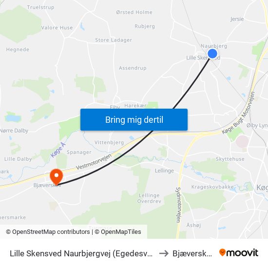 Lille Skensved Naurbjergvej (Egedesvej) to Bjæverskov map