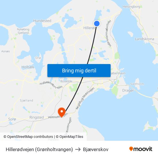 Hillerødvejen (Grønholtvangen) to Bjæverskov map