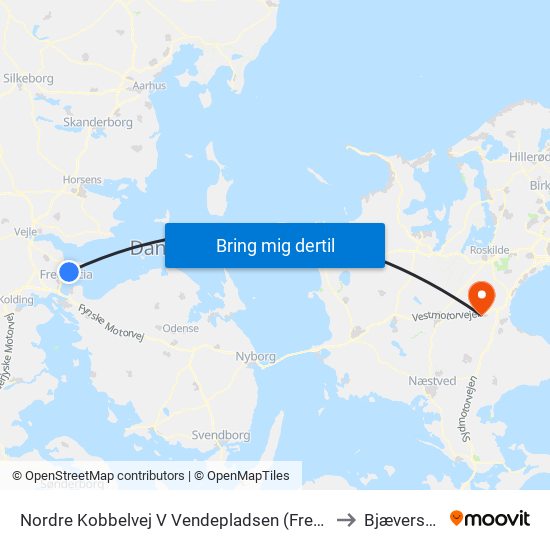 Nordre Kobbelvej V Vendepladsen (Fredericia) to Bjæverskov map