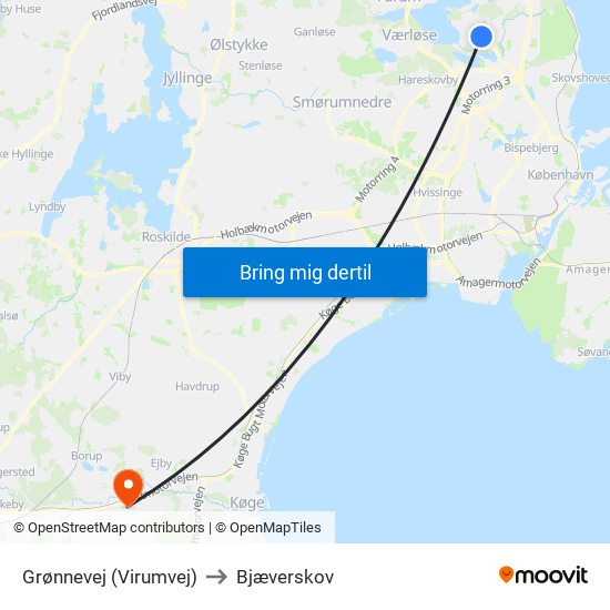 Grønnevej (Virumvej) to Bjæverskov map