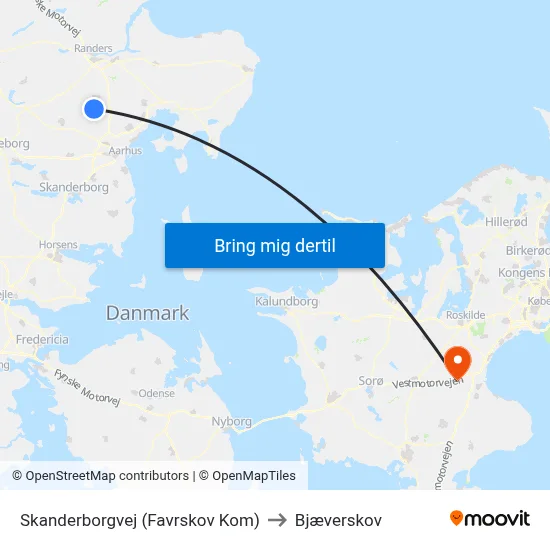 Skanderborgvej (Favrskov Kom) to Bjæverskov map