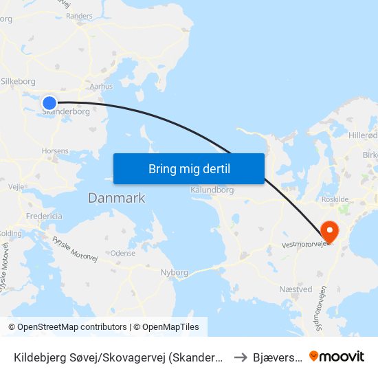 Kildebjerg Søvej/Skovagervej (Skanderborg Kom) to Bjæverskov map