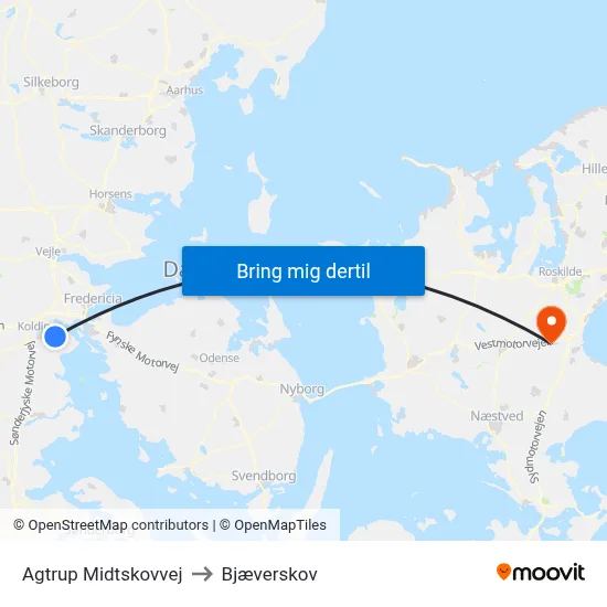Agtrup Midtskovvej to Bjæverskov map