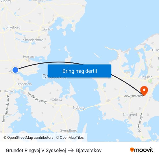 Grundet Ringvej V Sysselvej to Bjæverskov map