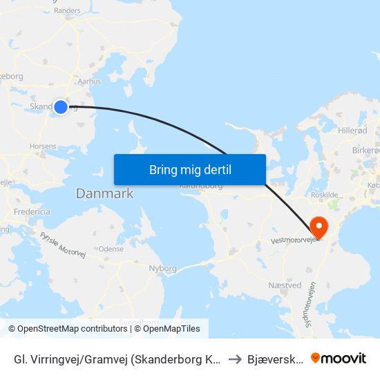 Gl. Virringvej/Gramvej (Skanderborg Kom) to Bjæverskov map
