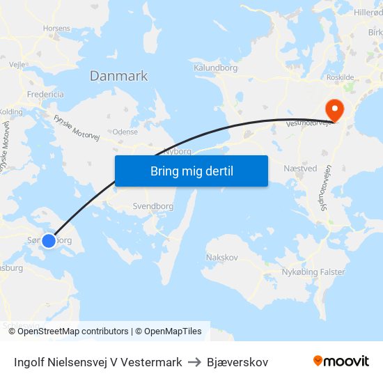 Ingolf Nielsensvej V Vestermark to Bjæverskov map