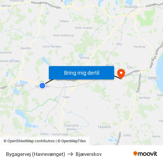 Bygagervej (Havrevænget) to Bjæverskov map