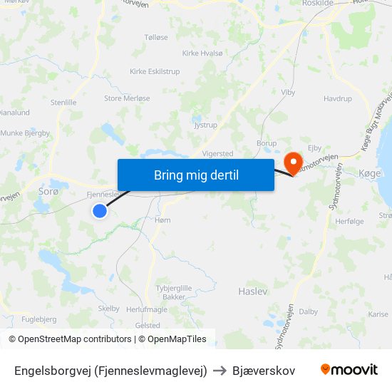 Engelsborgvej (Fjenneslevmaglevej) to Bjæverskov map