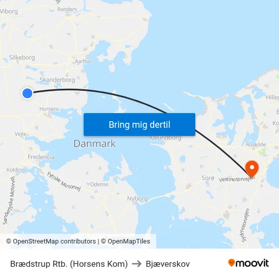 Brædstrup Rtb. (Horsens Kom) to Bjæverskov map