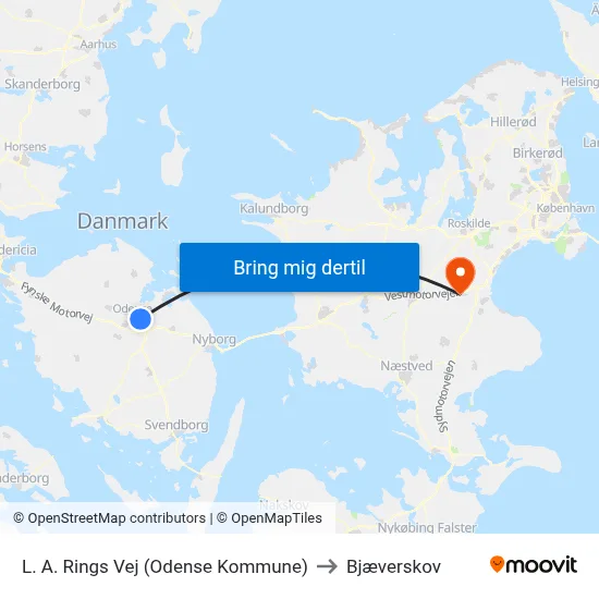 L. A. Rings Vej (Odense Kommune) to Bjæverskov map