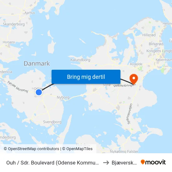 Ouh / Sdr. Boulevard (Odense Kommune) to Bjæverskov map