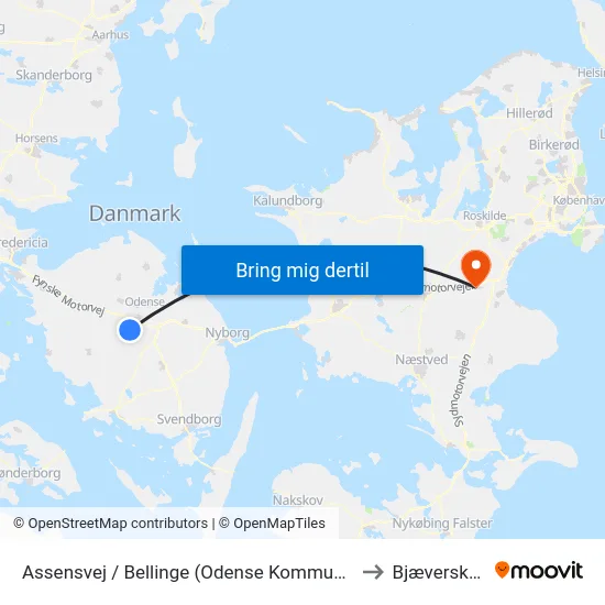 Assensvej / Bellinge (Odense Kommune) to Bjæverskov map