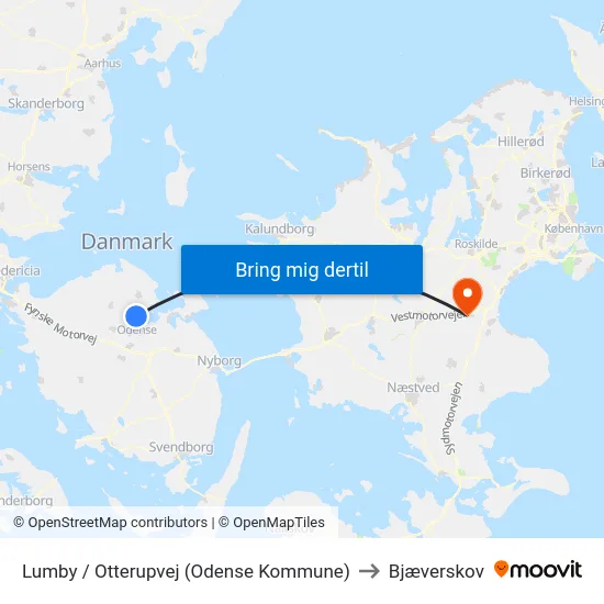 Lumby / Otterupvej (Odense Kommune) to Bjæverskov map