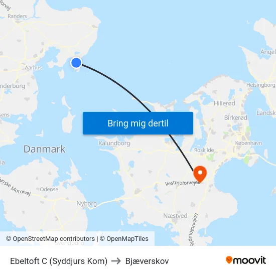 Ebeltoft C (Syddjurs Kom) to Bjæverskov map