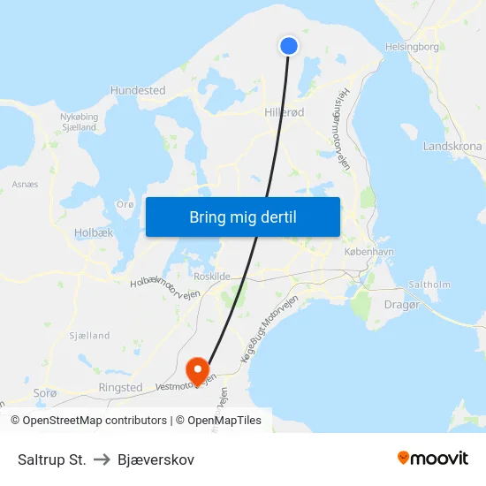Saltrup St. to Bjæverskov map