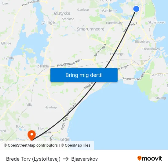 Brede Torv (Lystoftevej) to Bjæverskov map
