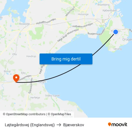 Løjtegårdsvej (Englandsvej) to Bjæverskov map