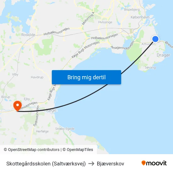 Skottegårdsskolen (Saltværksvej) to Bjæverskov map