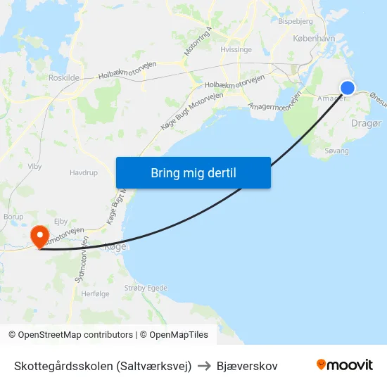 Skottegårdsskolen (Saltværksvej) to Bjæverskov map