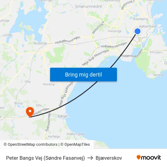 Peter Bangs Vej (Søndre Fasanvej) to Bjæverskov map