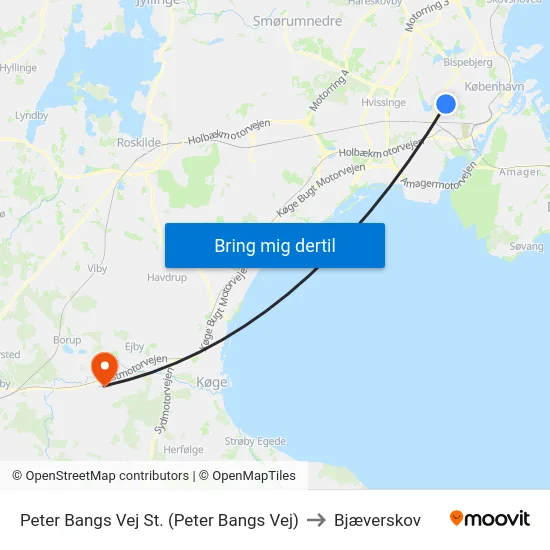 Peter Bangs Vej St. (Peter Bangs Vej) to Bjæverskov map