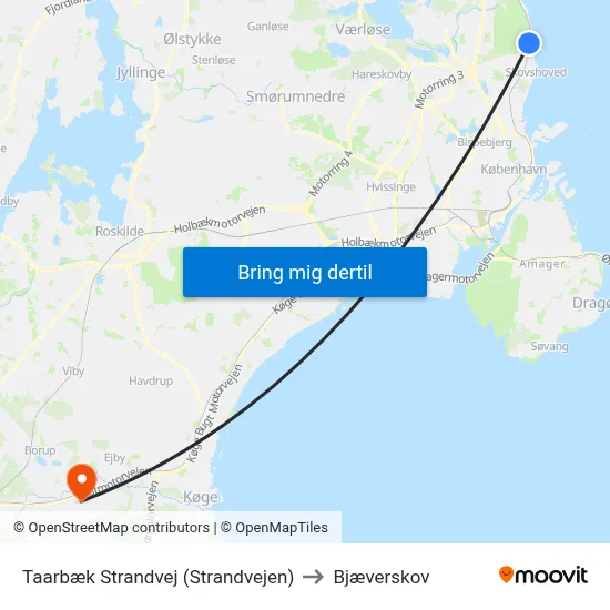Taarbæk Strandvej (Strandvejen) to Bjæverskov map