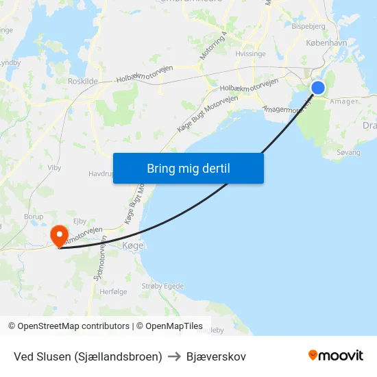 Ved Slusen (Sjællandsbroen) to Bjæverskov map