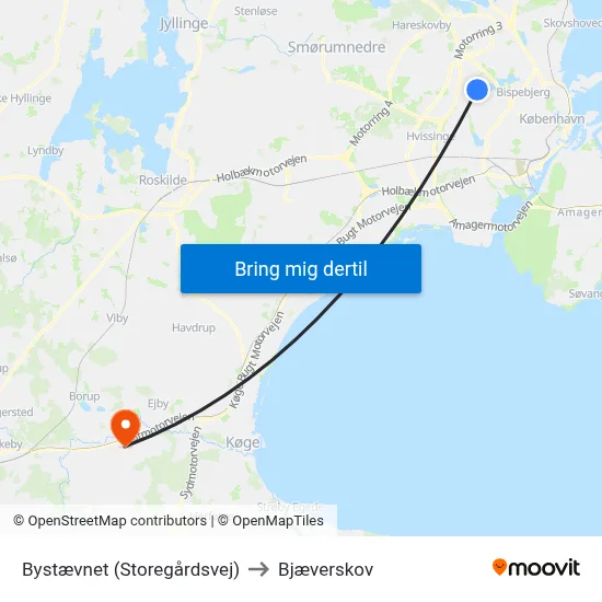 Bystævnet (Storegårdsvej) to Bjæverskov map