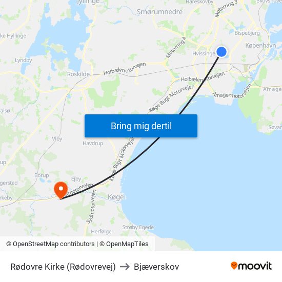 Rødovre Kirke (Rødovrevej) to Bjæverskov map