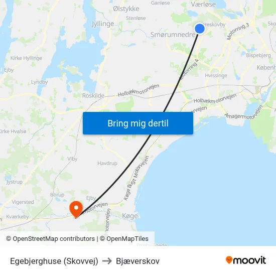 Egebjerghuse (Skovvej) to Bjæverskov map