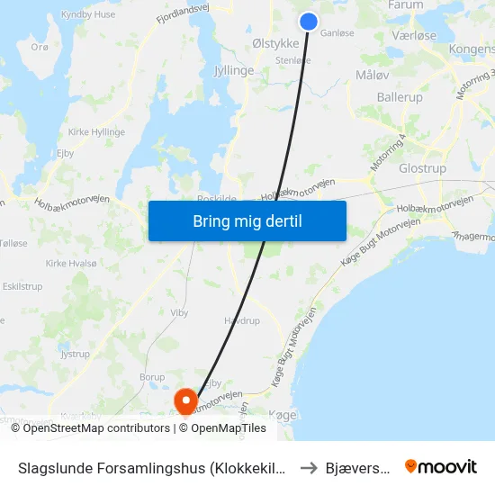 Slagslunde Forsamlingshus (Klokkekildevej) to Bjæverskov map