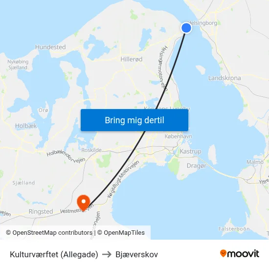 Kulturværftet (Allegade) to Bjæverskov map
