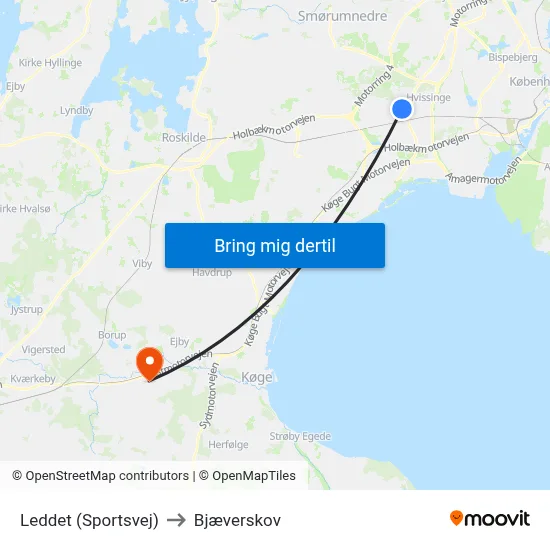 Leddet (Sportsvej) to Bjæverskov map