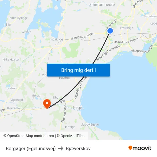 Borgager (Egelundsvej) to Bjæverskov map
