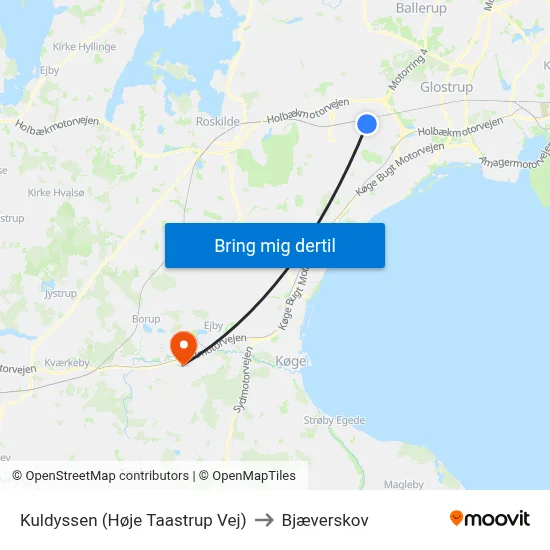 Kuldyssen (Høje Taastrup Vej) to Bjæverskov map