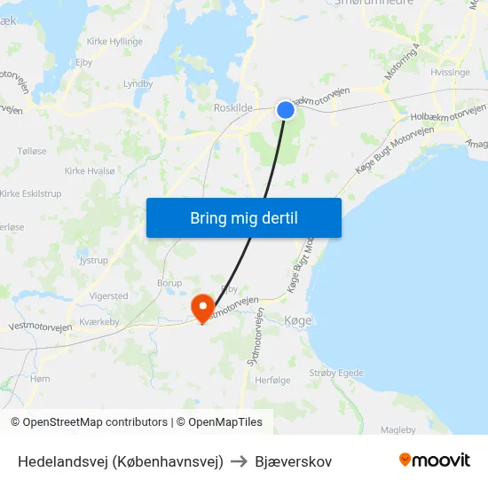 Hedelandsvej (Københavnsvej) to Bjæverskov map