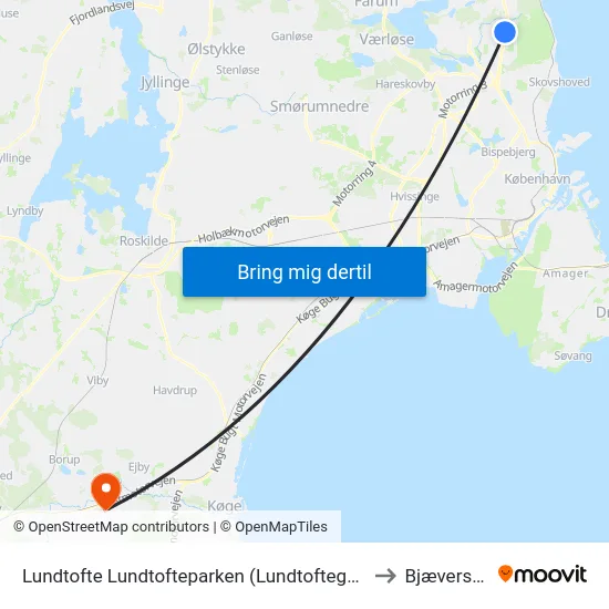 Lundtofte Lundtofteparken (Lundtoftegårdsvej) to Bjæverskov map