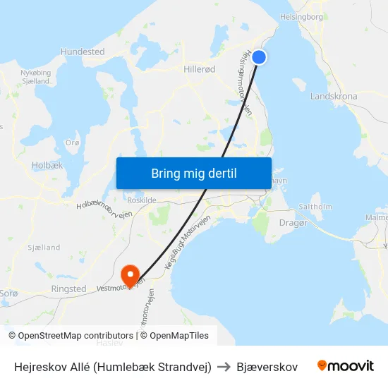 Hejreskov Allé (Humlebæk Strandvej) to Bjæverskov map