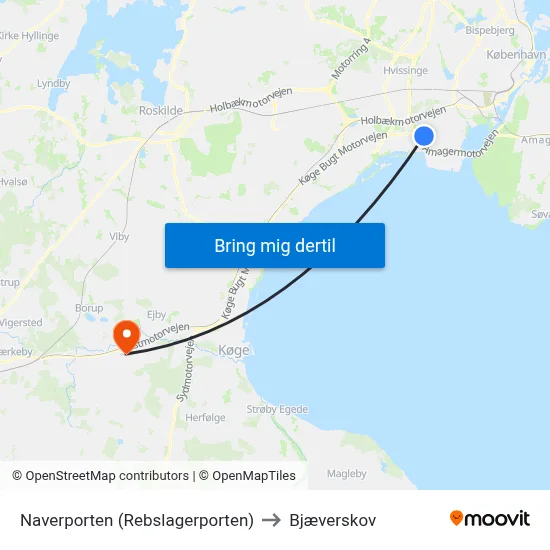 Naverporten (Rebslagerporten) to Bjæverskov map